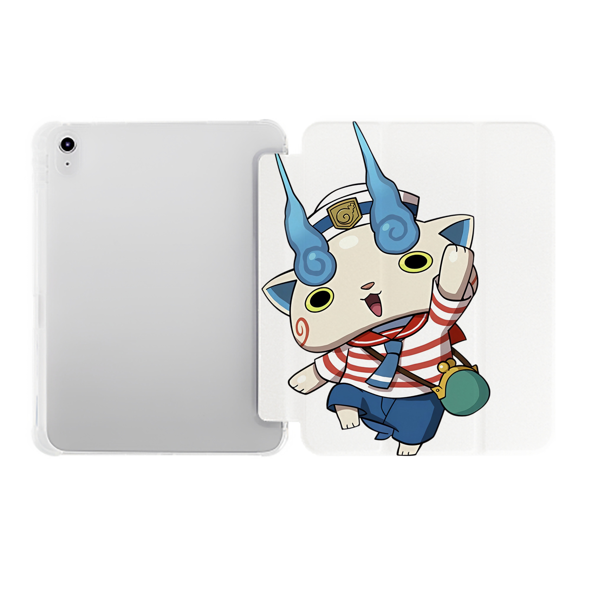 （画像用） 妖怪ウォッチ Yo-kai Watch IPad ケース ペン収納付き 三つ折りスタンド PUレザー×シリコン 対応機種9.5/10.5/10.9インチ